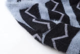 Women Retro V-Neck Collar Mohair Striped Cardigan
