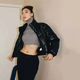 Women Stylish Black PU Winter Leather Jacket