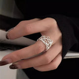 Silver Irregular Mesh Skeleton Line Ring