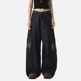 Streetwear Dark Blue Y2K Wash Wide Leg Cargo Jeans