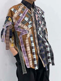 Summer Plaid Patchwork Tassel Loose Shirt