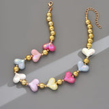 Trendy Ladies Colorful Heart Splicing Necklace