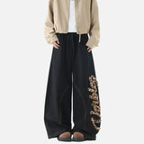 Streetwear Leopard Print Patchwork Wide Leg Jeans