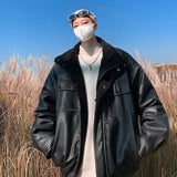 Personalized Thick Faux Fur Leather Motorcycle Jacket