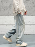 Washed Distressed Mid-waist Denim Pants