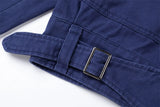 Retro Turn-Down Leather Collar Multi Pocket Jacket