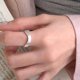 Geometric Asymmetric Matte Sterling Silver Ring