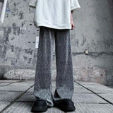Textured Elegant Drawstring Waist Casual Pants