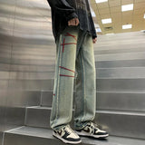 Baggy Straight Vintage Embroidered Wide Jeans