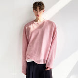 Pink Elegant Handsome Round Neck Knitted T-Shirt