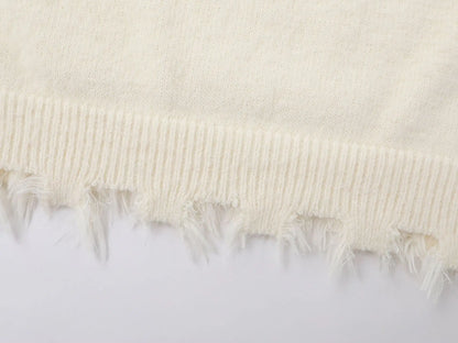 Cozy Aesthetic Distressed Knit Sweater