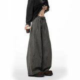 Streetwear Vintage Japanese Style Black Striped Pants
