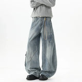 Y2K High Street Wide Leg washing Big Pocket Denim Jeans