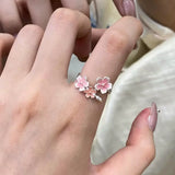 Sweet Gradient Flowers Cuff Finger Ring