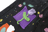 Vintage Floral Knitted Pattern Jorts