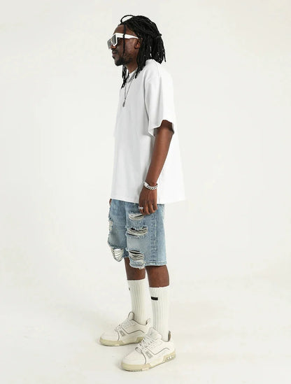 Streetwear Breathable Stylish Ripped Denim Shorts