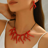 Coral Statement Set Bohemian Tropical Necklaces