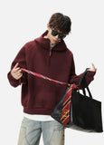 Heavyweight Ribbed Solid Color Half Zip Hoodie