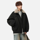 Winter Padded Fur Collar Belt Woolen Jacket