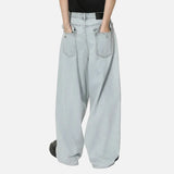 Streetwear Light Blue Washed Wide Leg Jeans