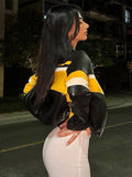 Y2K Biker Patchwork Crop Jacket