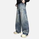 Vintage Moustache Effect Distressed Jeans