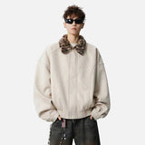 Fashionable Leopard Print Faux Fur Jacket