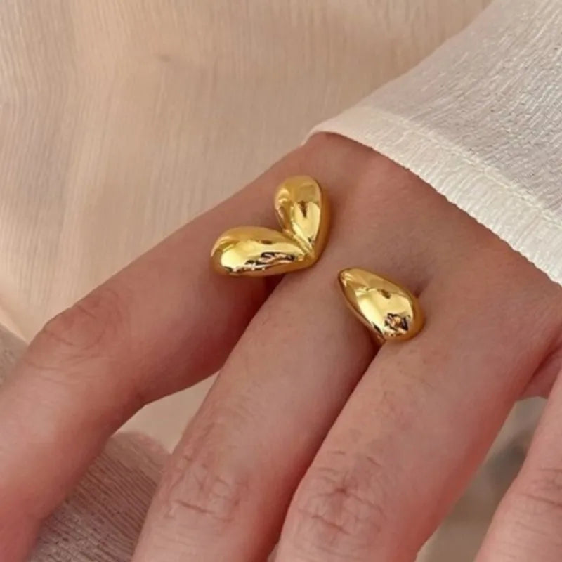 Golden Heart Water Drop Ring
