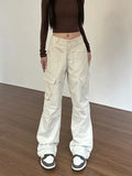 Vintage White High Waist Baggy Cargo Pants