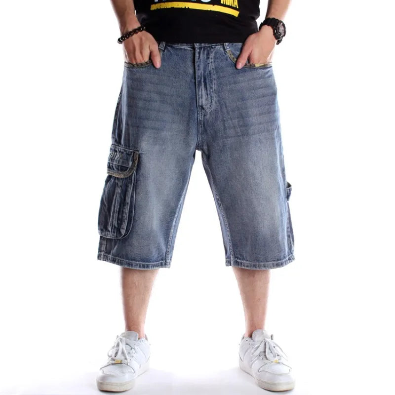 Multi-pocket Washed Denim Jorts