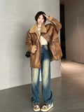 Trendy American Suede Leather Jacket Coat