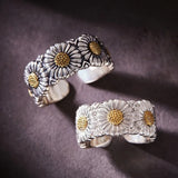Retro Daisy Flower Adjustable Open Ring