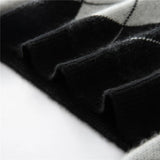 Cozy O-Neck Collar Argyle Knit Sweater