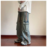 Patchwork Cargo Denim Pants