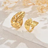 Elegant Gold Leaf Shaped Open Ring