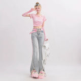 Y2K Lace-Up Flared Jeans