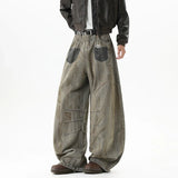 American Style Star Printing Dirty Dying Denim Jeans