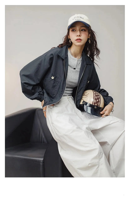 Women Casual Loose Baseball Jacket