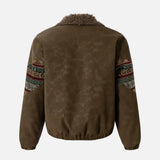 Winter Sherpa Spliced Lapel Leather Jacket