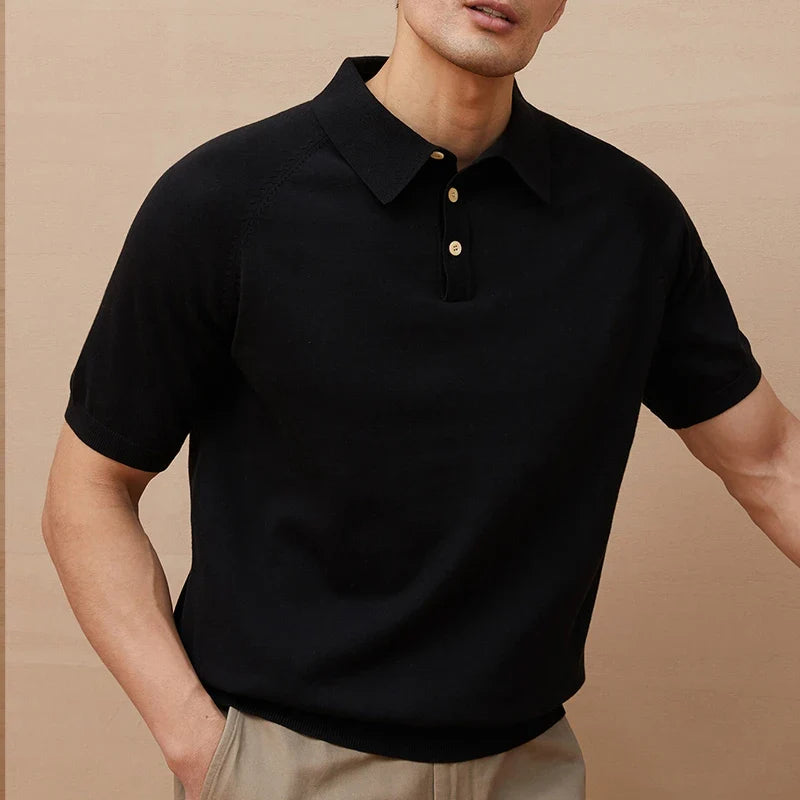 Classic Comfort Luxury Knitted Polo Short Sleeve T-Shirt
