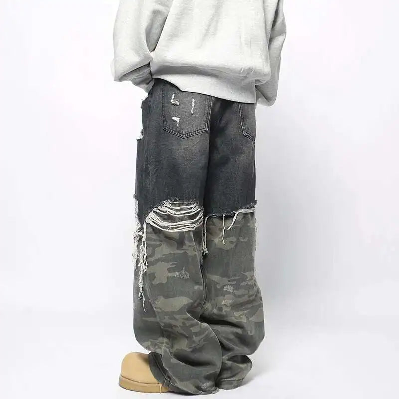 Stylish Camo Printed Straight Denim Jeans