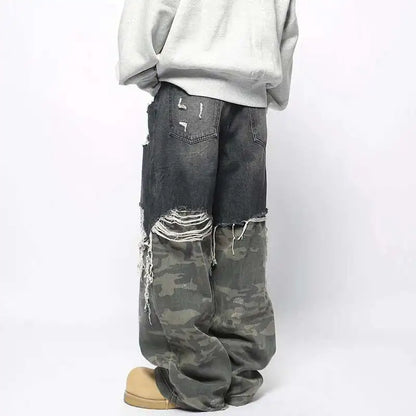 Stylish Camo Printed Straight Denim Jeans