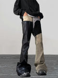 Distressed Detail Patchwork Baggy Flare Jeans