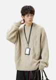 Chunky Mohair Cable Solid Color Knit Sweater