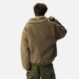 Streetwear Solid Color Padded Faux Fur Jacket
