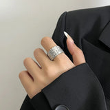 Geometric Wide Irregular Silver Finger Ring