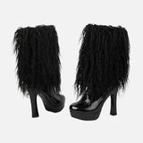 Y2K Winter Faux Fur Platform Mid Calf Boots