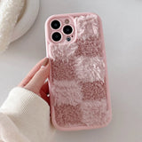 Front view of the pink Cozy Grid Case 