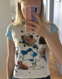 Model wearing the white Animal Lover's Cozy T-Shirt