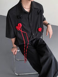 Elegant Three-Dimensional Patchwork Short-Sleeve Shirt